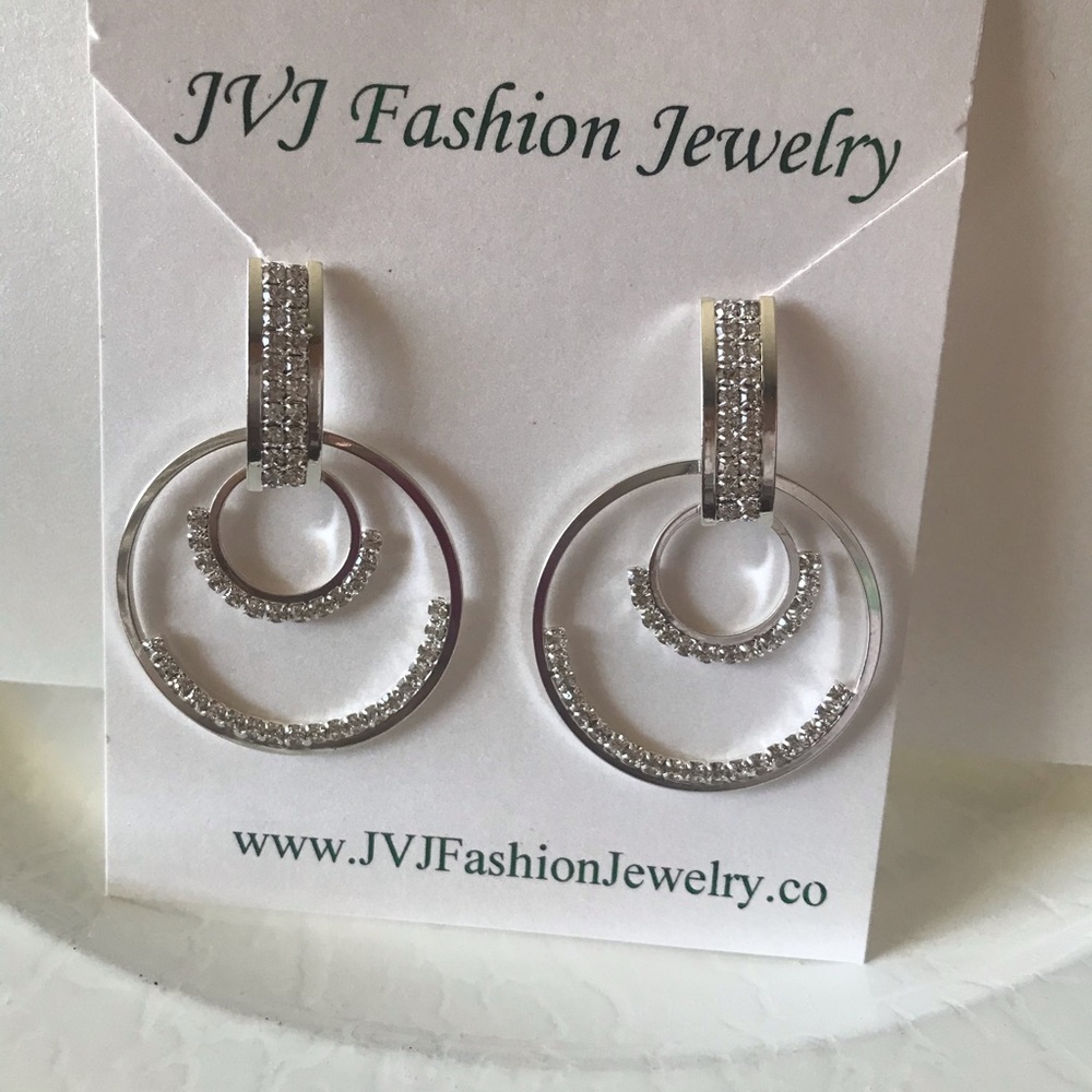 silver plated rhinestone earrings